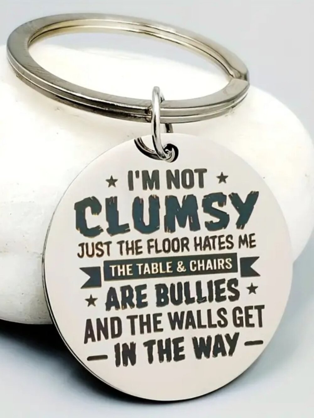 3/$25 I'm Not Clumsy Stainless Steel Keychain NEW